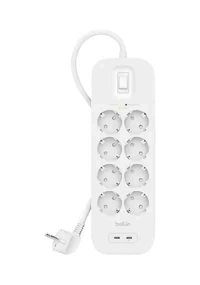 Belkın Srb004 Usb-c Usb-a 2 M 8'li Akım Korumalı Priz Beyaz