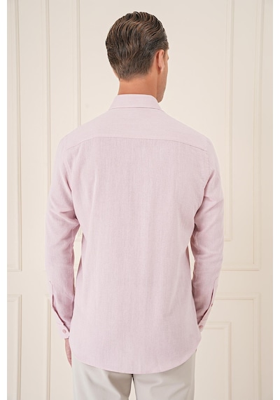 Efor Slim Fit Düğmeli Yaka %100 Pamuk Klasik Pudra Gömlek Gk 723 Pudra