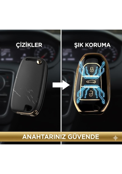 Jetta Metalize Anahtar Kabı Jetta Uyumlu Anahtar Kılıfı E.m