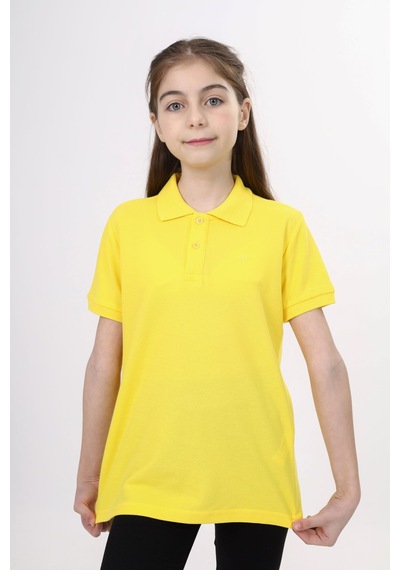 Toontoy Kids Toontoy Unisex Polo Yaka Düğmeli Uzun Kısa Tişört Sarı