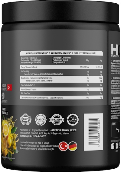 Hiq Nutrition Hıq Creatine 360g Lemon Flavored Hiq Nutrition Hıq Creatine 360g Lemon Flavored