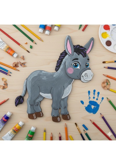 Boyanabilir Ahşap Eşek Figürü 15x13 Cm 10 Adet