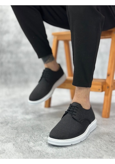 DMR Elegance Ba0003 Bağcıklı Klasik Spor Keten Siyah Beyaz Taban Casual Erkek Ayakkabı Rekli DMR Elegance Ba0003 Bağcıklı Klasik Spor Keten Siyah Beyaz Taban Casual Erkek Ayakkabı Rekli