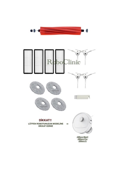 Roborock Q Revo Pro / Maxv / S / Uyumlu Yedek Fırça,hepa Filtre,mop Seti-14 Parça