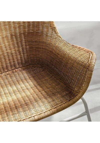 Tr Rattan Berjer Koltuk, 60x60 Cm, Beyaz Metal Çerçeveli Genel