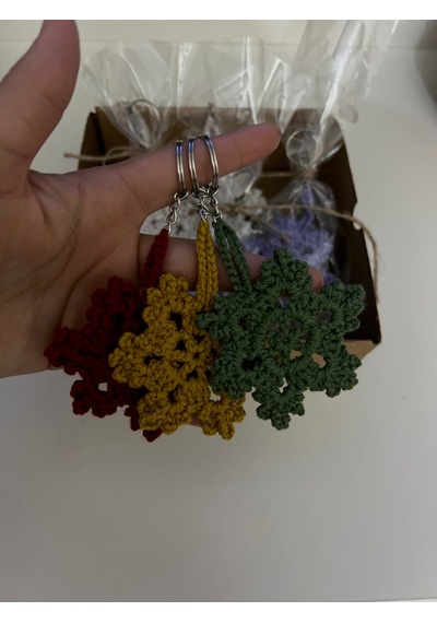 Amigurumi Kar Tanesi Örgü Anahtarlık 10'lu Paket