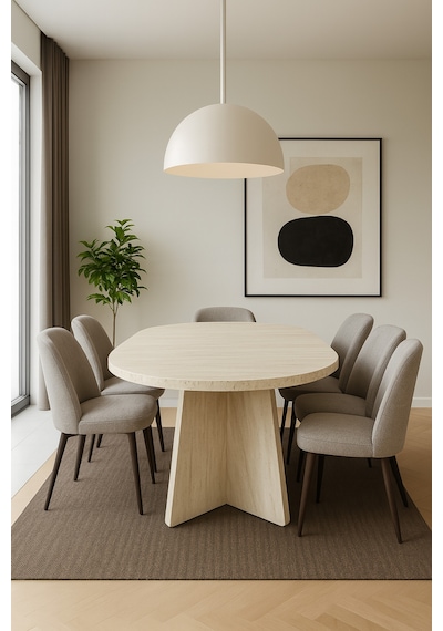 Kanatlı 180x90x75 Kalın Kenar 36mm Yemek Masası Mutfak Masası Çok Amaçlı Masa Sadece Masa Traverten