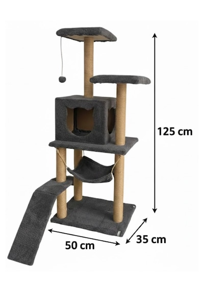 Missidea S9 Kedi Tırmalama Kulesi Platformlu 124 Cm Antrasit