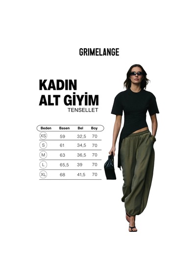 Grımelange Tensellet Kadın Tensel Kumaşlı Kahverengi Barrel Haki Pantolon