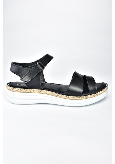 Fox Shoes P540061903 Siyah Hakiki Deri Kadın Sandalet Siyah