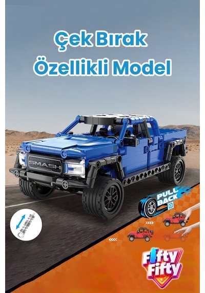 Cada Çek Bırak Araba Smash Off-roader Pickup Truck 390 Parça Araba Yapım Seti -ffc52029w-390p