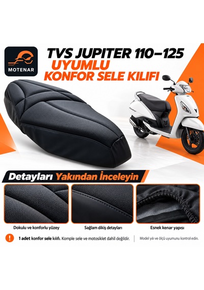 Motenar Tvs Jupiter 110 125 Uyumlu Visco Konfor Sele Kılıfı Siyah