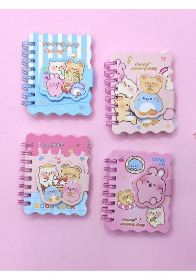 Sevimli Hayvanlar Cırtlı Cep Boy Mini Not Defteri 7x8 Cm - Pembe