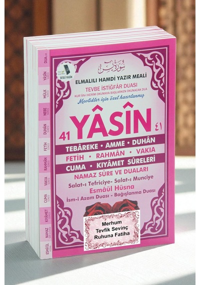 10 Adet Türkçe Mealli Orta Boy 80 Sayfa 41 Yasin - Pembe Renk