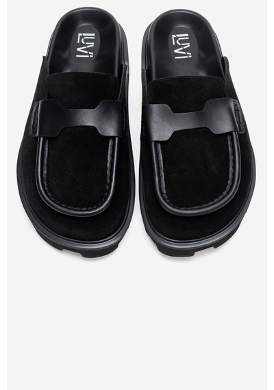 Luvishoes Vela Siyah Süet Hakiki Deri Kadın Terlik Siyah