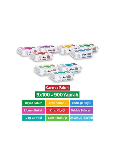 Sleepy Easy Clean Premium + Çiçek Serisi + Doğa Serisi Yüzey Temizlik Havlusu Mendili 9x100 Karma Paket