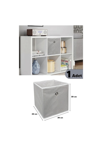 Çok Amaçlı Raf Saklama Kutusu 30 X 30 X 30 Cm Tela Gri Diğer