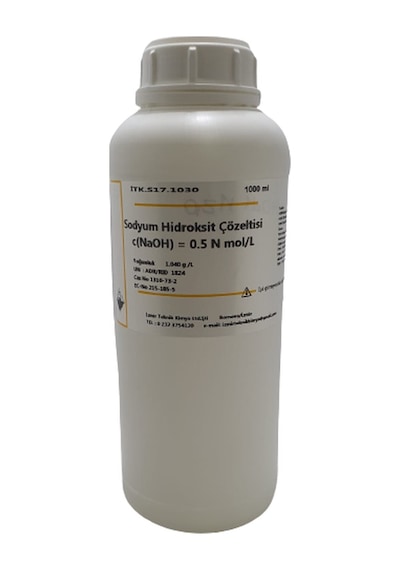 Sodyum Hidroksit Çözeltisi 0.5 N C(Naoh)=0.5 Mol/L - 1 Lt