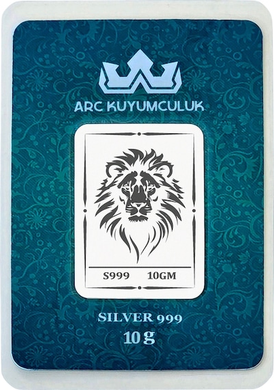 Hediyeye Özel 10 Gram Aslan Temalı 999 Ayar Gümüş İle Üretilmiş Gümüş Külçesi-764