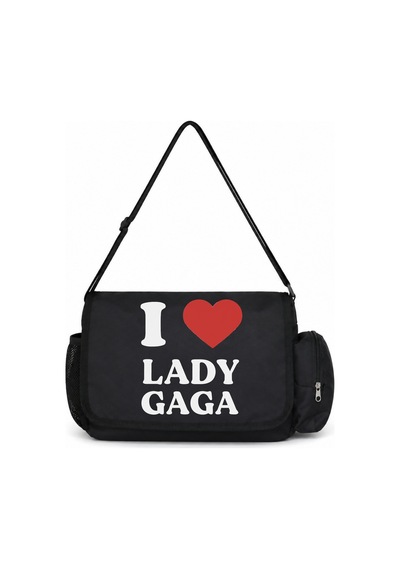 Sevbano I Love Lady Gaga Şarkıcı Baskılı Unisex Okul, Spor, Ofis Çok Amaç Siyah