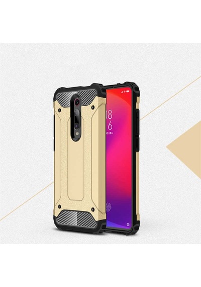 Noktaks - Xiaomi Uyumlu Xiaomi Mi 9t / Mi 9t Pro - Kılıf Çift Katman Zırh Tank Crash Military Kapak - Gold