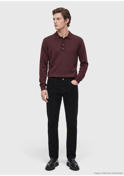 Ramsey Siyah Dokuma Regular Fit Kadife Casual Pamuk Karışımlı Pantolon