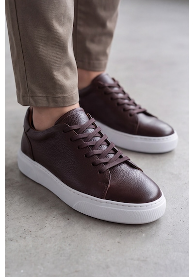 Liarca Asterio %100 Hakiki Deri Sararmayan Faylon Taban Sneaker Klasik Kahverengi Beyaz Ayakkabı Kahverengi - Beyaz