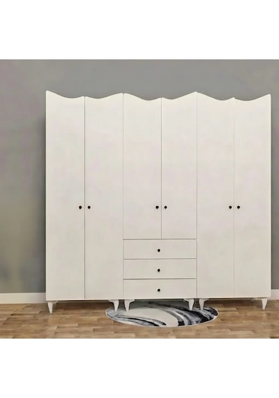 6 Kapılı Country Gardırop Mdf Sis Gri 6 Kapılı Country Gardırop Mdf Sis Gri
