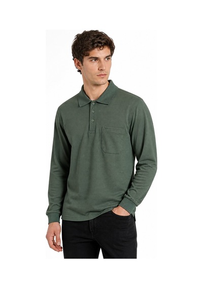 Dynamo Erkek Mevsimlik Polo Yaka Cepli Sweatshirt Bgl-st05366 Haki