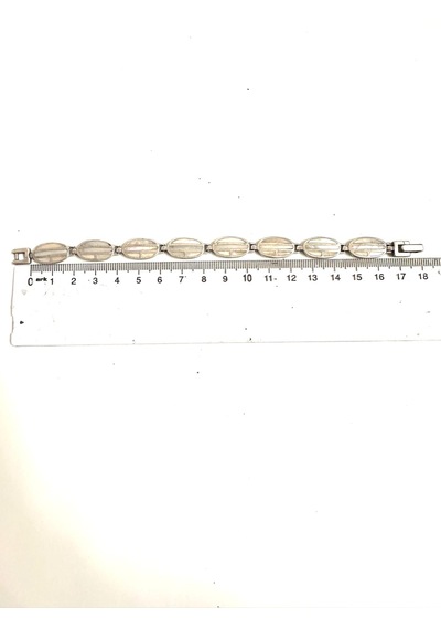 Sedef Taşlı 925 Ayar Gümüş Bileklik 22,45 Gram 17 Cm S Beden