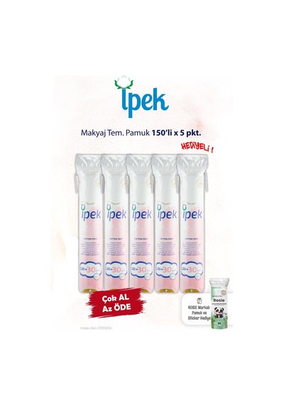İpek 150'li X 5 Pkt. Makyaj Temizleme Pamuğu Ve Rosie