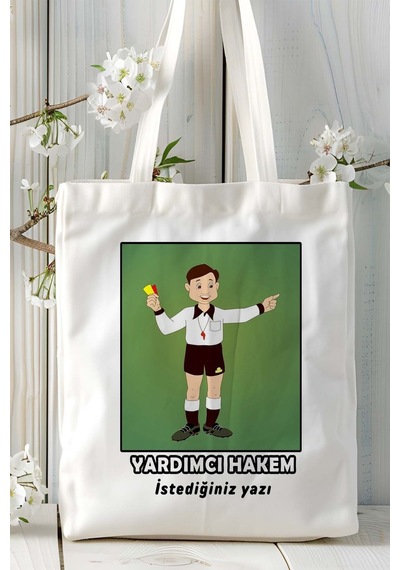 Art Hediye Yardımcı Hakem Baskılı Bez Omuz Çantası Kişiye Özel Model 9 Çok Renkli