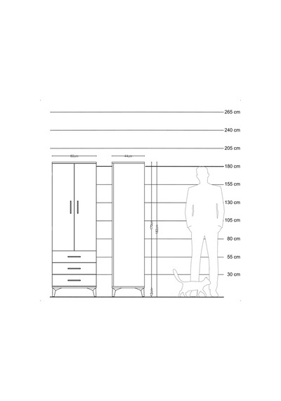 Hyperion Dolap 2 Raflı 3 Çekmeceli 2 Kapaklı 60x44x182 Aytaşı... Aytaşı