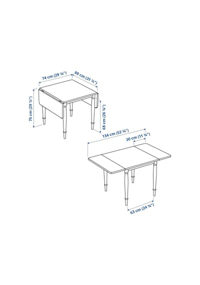 Katlanır Mutfak Masası , 2-4 Kişilik, Maks. Uzunluk: 134 Cm Min. Uzunluk: 74 Cm Genişlik: 80 Cm