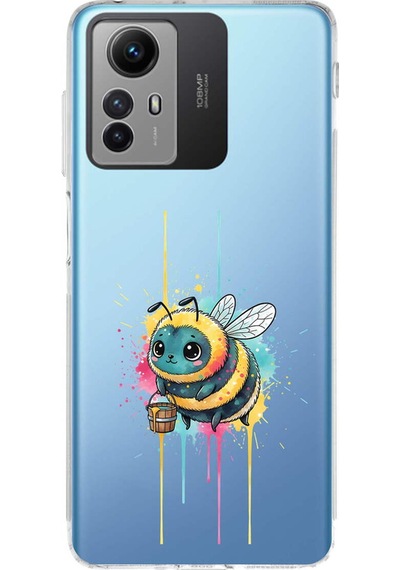 Redmi Note 12s İle Uyumlu Splash Arı Tasarımlı Şeffaf Silikon Kılıf Şeffaf