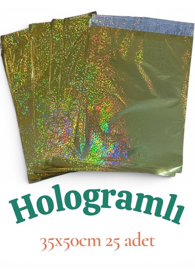 Hologramlı Hediye Paketi 25 Adet 35x50 Altın Hazır Yapışkanlı Hediye Poşeti