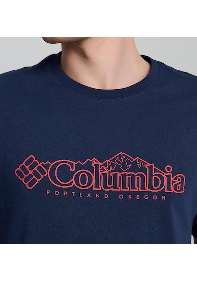 Columbia Csc Branded Peaks Erkek Kısa Kollu Tişört-8055 Koyu Lacivert