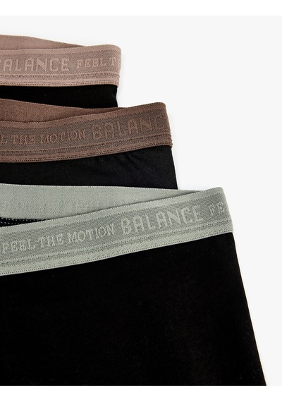 Koton Bel Detaylı Pamuklu Regular Fit 3'lü Boxer Seti Siyah 6slm90039mk