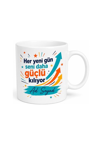 Ergen Çocuğa Güne Başlama Enerji Kupası Hediye Baskılı Kupa Bardak Beyaz / Çok Renkli