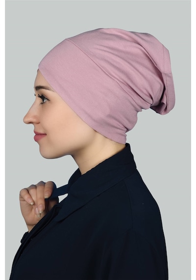 Altobeh Çapraz Dış Kadın Tesettür Bonesi Penye - Koyu Pembe