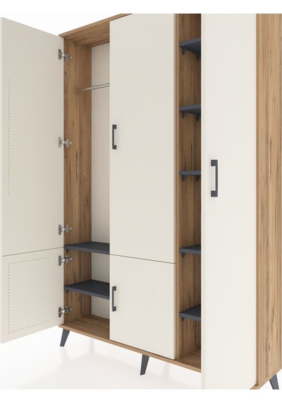Arges Dolap 7 Raflı 5 Kapaklı Tek Askılı 132x30x195 Çam-aytaşı/antrasit Aytası/antrasıt Arges Dolap 7 Raflı 5 Kapaklı Tek Askılı 132x30x195 Çam-aytaşı/antrasit Aytası/antrasıt