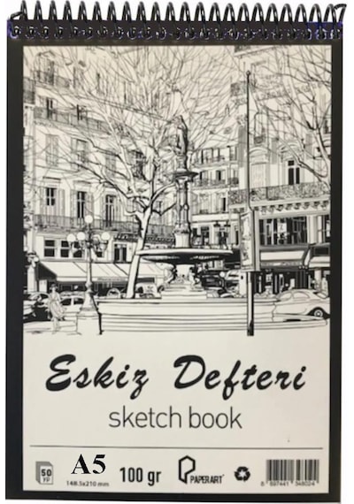 Eskiz Defteri A5 Spralli 50 Yaprak 1 Adet 100 Gr 148x210 Mm Sketch Book Üstten Açılmalı Ezkiz Defteri