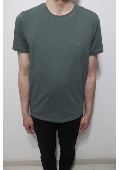 Santa Dmctekstil Erkek 2675 Düz Spor Kesim Rahat Kalıp Bisiklet Yaka Basic T-shirt Haki