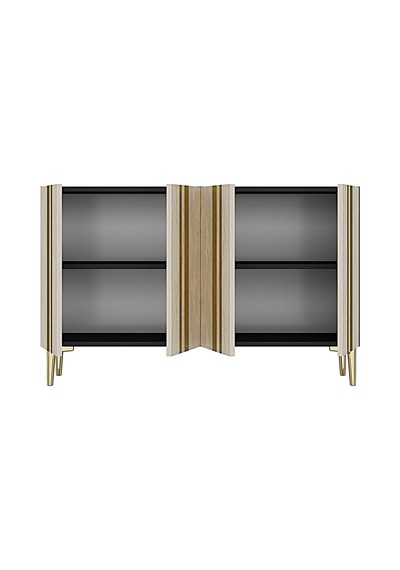 Ka1230atg Mia Konsol Ve Tv Sehpası Antrasit-traverten-gold 120cm