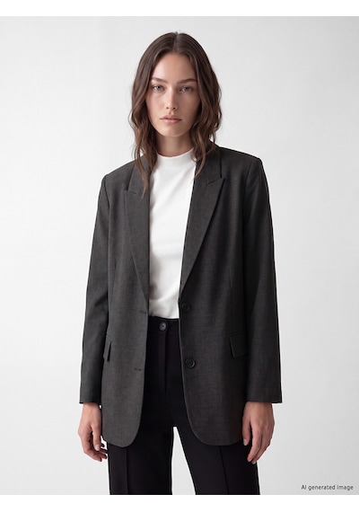 Lcw Modest Antrasit Loose Fit Kadın Blazer Ceket