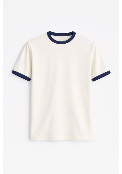 Antioch Kontrast Yaka Erkek T-shirt Beyaz