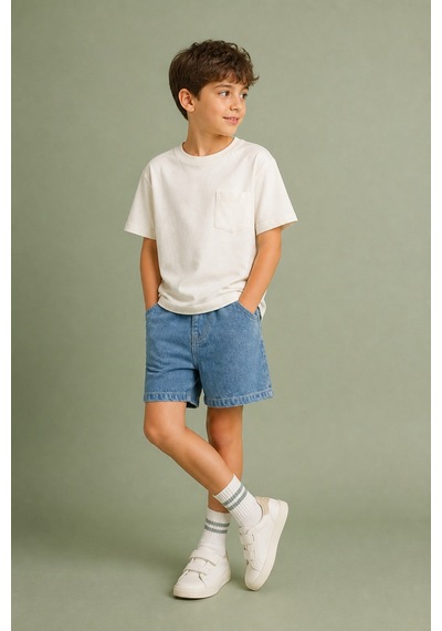 Eray Alp Kids Erkek Çocuk Mavi Kot Şort Yazlık Günlük Model