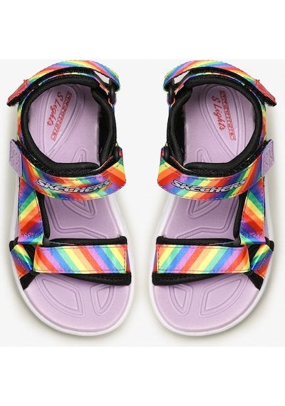 Skechers Hypno - Splash - Rainbow Lights Büyük Kız Çocuk Siyah Işıklı Sandalet 20218L Bkmt Çok Renkli