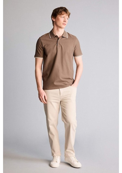 Defacto Regular Fıt Polo Yaka Waffle Kısa Kollu Polo Tişört D7932ax26spbn571 Kahve-bn571