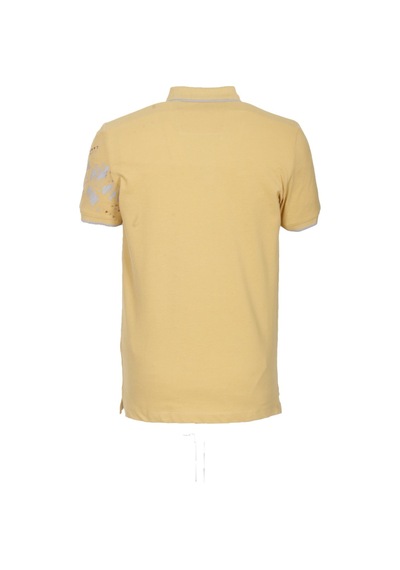 Erkek Polo Yaka Tişört Sarı Slim Fit Ribanalı Desenli T-shirt Ncs Jeans 1214-sarı Sarı